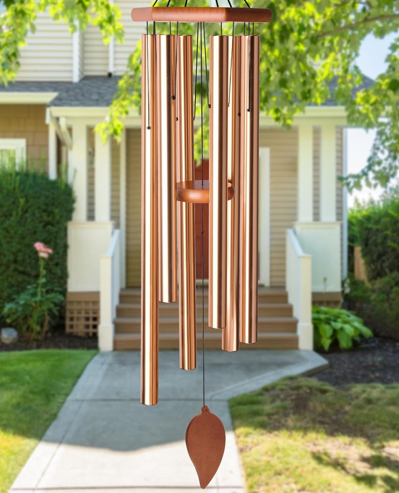 TESECU Sympathy Wind Chimes for Outside Deep Tone, Memorial Loss of a Loved, Large Wind Chimes with 6 Thicken Tubes & Hook, Outdoor Gifts Mother, Garden Decor (45IN Gold) - Image 1